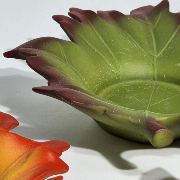 Autumn Leaf-Shaped Ceramic Candle Holders By PartyLite - Set Of 3 - Picture 9 of 11